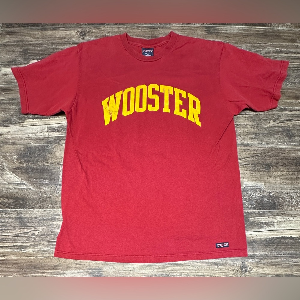 Vintage Wooster Tee -  Jansport Wooster College T-shirt USA Made Red XL